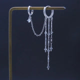 925 Silver Earring Cross/Star Drops Chain Tassel Drop Earring