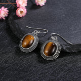 925 Silver Earring Oval Rhodochrosite Hoop Earrings