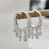 925 Silver Star Cross Tassel Ear Ring Girl Jewel