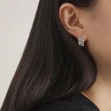 925 Sterling Silver Earring Wide-Brimmed Geometric Textures Ear Ring
