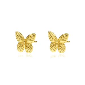 925 Silver Butterfly Zircon Stud Earring Retro Opal Sweet Women Ear Jewelry