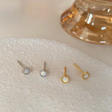 925 Silver Butterfly Zircon Stud Earring Retro Opal Sweet Women Ear Jewelry