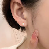925 Silver Butterfly Zircon Stud Earring Retro Opal Sweet Women Ear Jewelry