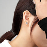 925 Silver Butterfly Zircon Stud Earring Retro Opal Sweet Women Ear Jewelry