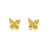 925 Silver Butterfly Zircon Stud Earring Retro Opal Sweet Women Ear Jewelry