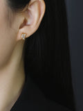 925 Silver Butterfly Zircon Stud Earring Retro Opal Sweet Women Ear Jewelry