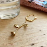 925 Silver Rose Flower Clip Earring 18k Fine Jewelry