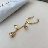 925 Silver Rose Flower Clip Earring 18k Fine Jewelry