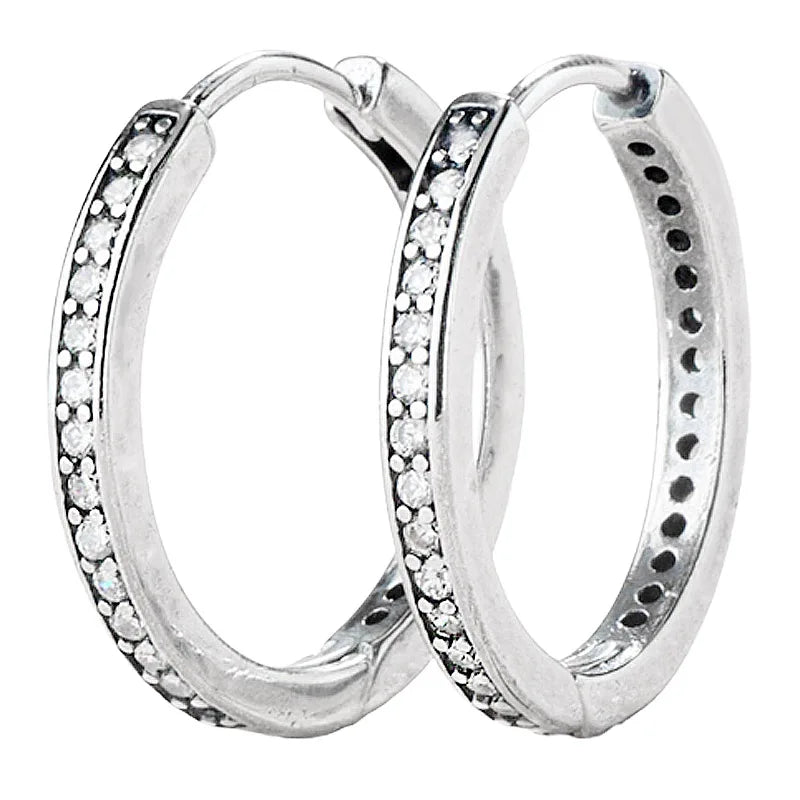 925 Silver Earring Circles & Hearts Hoop Signature Women Gift