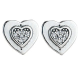 925 Silver Earring Rose PAN Golden Two-tone Signature Heart Earring With Crystal