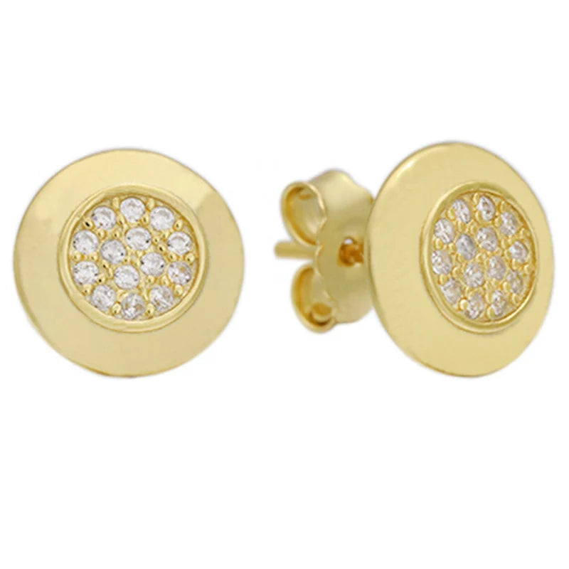 925 Silver Earring Rose PAN Golden Two-tone Signature Heart Earring With Crystal