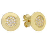 925 Silver Earring Rose PAN Golden Two-tone Signature Heart Earring With Crystal