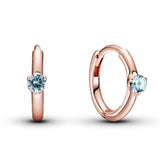 925 Silver Rose Solitaire Huggie Heart Earring With Crystal