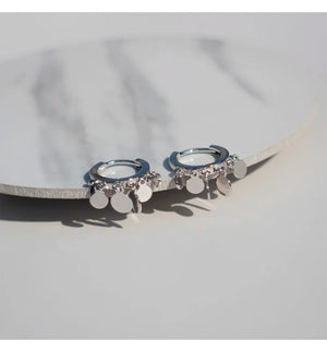 925 Silver Round Star Tassel Ear Ring Unique Girl Jewelry