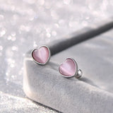 925 Silver Love Heart Opal Turnbuckle Stud Earring