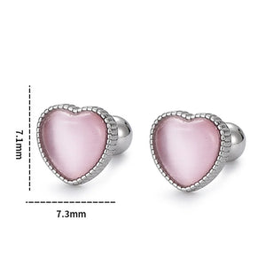 925 Silver Love Heart Opal Turnbuckle Stud Earring