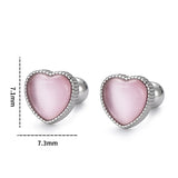 925 Silver Love Heart Opal Turnbuckle Stud Earring