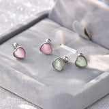 925 Silver Love Heart Opal Turnbuckle Stud Earring