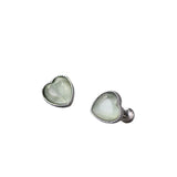 925 Silver Love Heart Opal Turnbuckle Stud Earring