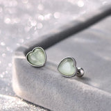 925 Silver Love Heart Opal Turnbuckle Stud Earring