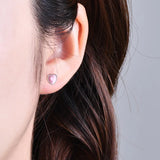 925 Silver Love Heart Opal Turnbuckle Stud Earring