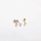 925 Silver Earring Pearl Small Red Zircon Stud Sweet Ear Nail Women Jewelry