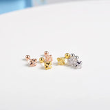 925 Silver Small Crown Zircon Stud Earring