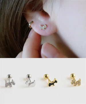 925 Silver Zircon Dog Stud Earring