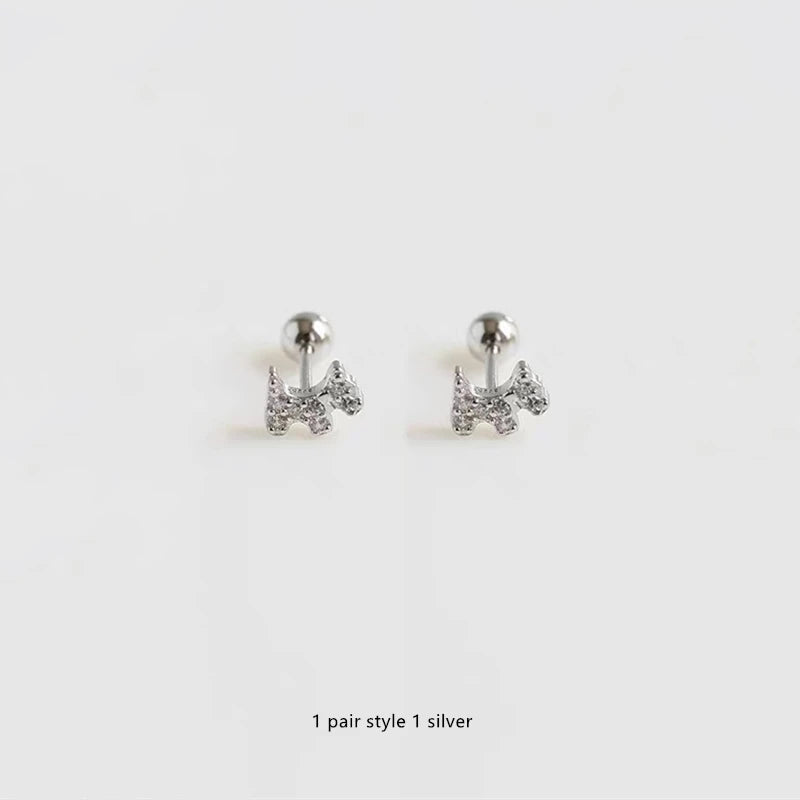 925 Silver Zircon Dog Stud Earring