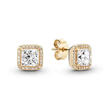 925 Silver Circle & Infinity Stud Earrings Square Sparkle Pandor Fine Jewelry