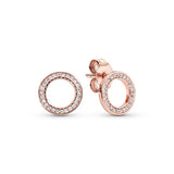 925 Silver Circle & Infinity Stud Earrings Square Sparkle Pandor Fine Jewelry