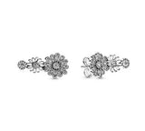 925 Silver Sparkling Snowflakes Stud Earrings Wedding Party Jewelry