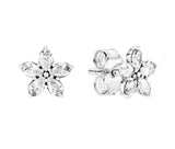 925 Silver Sparkling Snowflakes Stud Earrings Wedding Party Jewelry