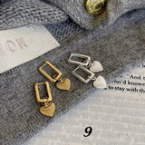 925 Silver Earring Square Heart Freshwater Pearls Drop