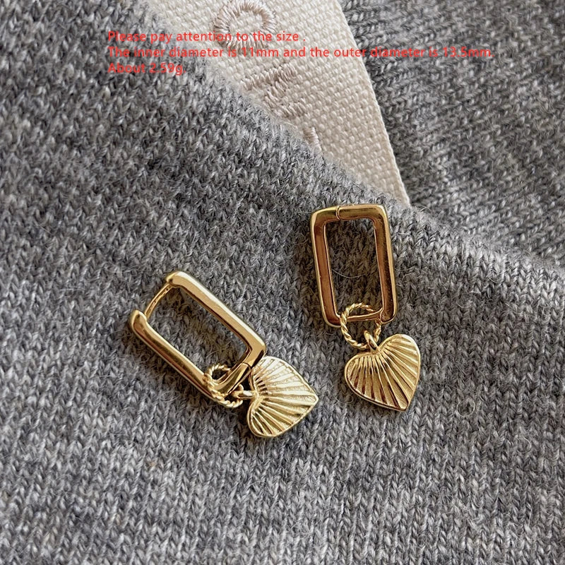 925 Silver Earring Square Heart Freshwater Pearls Drop