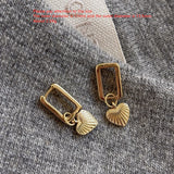 925 Silver Earring Square Heart Freshwater Pearls Drop