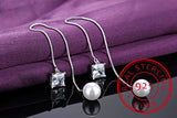 925 Silver Earring Green/White Zirconia Pearl Tassel Drop Earring