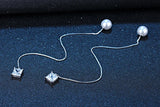 925 Silver Earring Green/White Zirconia Pearl Tassel Drop Earring
