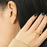 925 Sterling Silver Three-Layer Ear Clip Earring