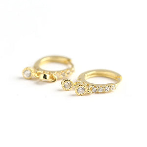 925 Silver Earring With Zircon Pendants Circle Heart Ear Ring