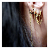 925 Silver Earring With Zircon Pendants Circle Heart Ear Ring