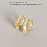 925 Silver Earring With Zircon Pendants Circle Heart Ear Ring