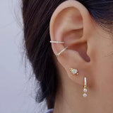 925 Silver Earring With Zircon Pendants Circle Heart Ear Ring