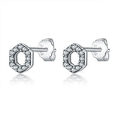 925 Sterling Silver Earring Women Diy Flower Pink Daisy Clear Crystal Earrings