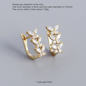 925 Silver Zircon Butterfly Flower Ear Ring