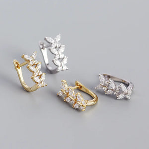 925 Silver Zircon Butterfly Flower Ear Ring