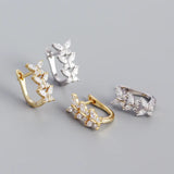 925 Silver Zircon Butterfly Flower Ear Ring