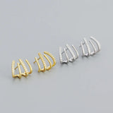 925 Silver Zircon Lines C Hoop Earrings