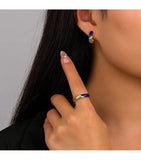 925 Silver Zircon Lines C Hoop Earrings