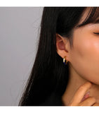 925 Silver Zircon Lines C Hoop Earrings